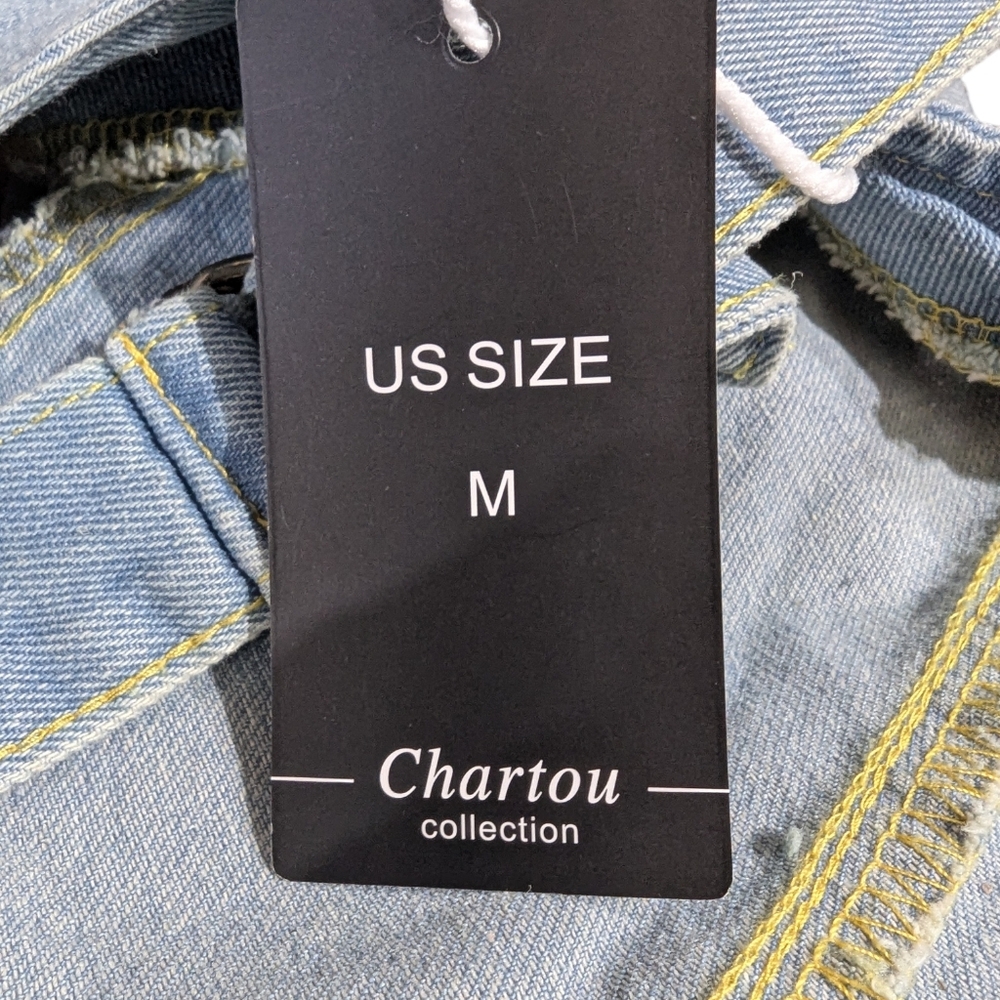 β¨ Chartou Collection Denim Romper | Adjustable Strap | Light Wash | Size M | NWT - Picture 8 of 9